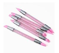 Silicone Nail Brush, Double-Ended Nails Art Tool with Rhinestone Handle, Intricate Art Made Simple, Nail Polish Carving and Sculpting Pen for Precise Fingernail Design, At-Home Manicures