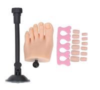 Silicone Nail Practice Foot Realistic High Simulation Flexible Adjustable Toe Nail Training Model for Nail Salon Professionals Home Practice with Stand Silicone Metal 12 Nail (Pie izquierdo)