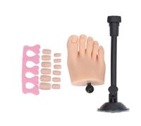 Silicone Nail Practice Foot Realistic High Simulation Flexible Adjustable Toe Nail Training Model for Nail Salon Professionals Home Practice with Stand Silicone Metal 12 Nail (Pie derecho)