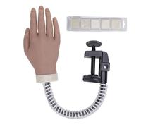 Silicone Nail Practice Training Hand with Clamp Base, Flexible Movable Manicure Training Mannequin Hand, Insertable Nail Tips for Beginners, Reusable Nail Art Practice Hand for ACR