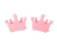 Silicone Nail Separator Brush for Manicure and Pedicure, Soft Crown - Shaped Reusable Toe Spacers with Ergonomic Grip, Includes 2pcs Silicone Nail Art Tool for Precision Polish (Roseate)