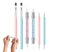 Silicone Nail Tool - 6 Pieces Double Tip Silicone Pen for Shaping Design | Double Tip Drawing Brush Kit Gel Sculpture Manicure Detail for Beginners and Women