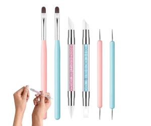 Silicone Nail Tool Liner Brush, Double Tipped Manicure Kit, Gel Sculpture