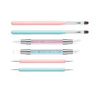 Silicone Nail Tools | Set of 6 Silicone Engraving Pen Tools | Double Tip Liner Brush Gel Manicure Kit for Beginners Women