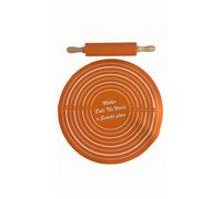 Silicone Non-Stick Rolling Pin & Pastry Mat Set - Adjustable Thickness, Food-Grade Silicone, Heat-Resistant, Easy-Clean Baking. (Orange)