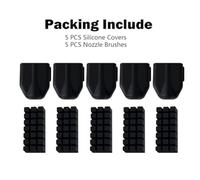 Silicone Nozzle Cover and Cleaning Brush Set for Flashforge AD5X - 5-Pack Heat-Resistant to 300°C, Wear-Resistant Brush Tips, Compatible