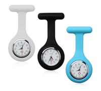 Silicone Nurse Watch with Brooch, Infection Control Design, Digital Fob Watch with Pin for Health Care Nurses Doctors Paramedic Staff, 3PCS