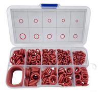 Silicone O-Ring Seal Kit 351/370/390 Pieces Red Oil Resistant High Temp Rubber Gaskets Set for Automotive Repair Pipe Sealing Industrial Use(390 PCS)