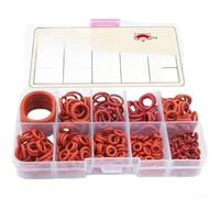 Silicone O-Ring Seal Set 351 Pieces Red Oil Resistant High Temperature Rubber Gasket Kit for Automotive Repair Pipe Sealing Industrial Applications(370 PCS)