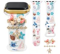 Silicone Ocean Printed Band Compatible with Apple Watch Bands Women 40mm 41mm 38mm 42mm 44mm 45mm 46mm 49mm, Soft Silicone Straps with Charms for iWatch Series 11 10 9 8 7 6 5 4 SE/Ultra 3 2 1