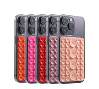 Silicone Octo Suction Cup Buddy Phone Case Mount, Suction Phone Sticky Grip for iPhone and Android (Red, 5 Pack)