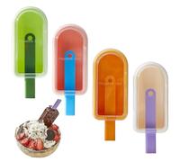 Silicone on a Stick Moulds - Ice Lolly Moulds with Sticks | Pack of 4 Easy Release Ice Cream Moulds | Reusable on the Stick with Lid and Sticks Kitchen Appliances for Cubes, Cream & Snack