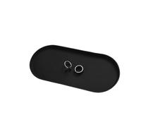 Silicone Oval Vanity Tray - Minimalist Non-Slip Waterproof Jewellery & Cosmetic Organiser for Home, Bathroom Counter, Dresser & Travel, Dust-Proof Easy Clean Accessory (Black)