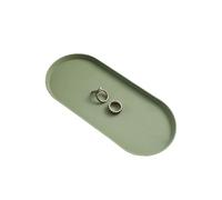 Silicone Oval Vanity Tray - Minimalist Non-Slip Waterproof Jewellery & Cosmetic Organiser for Home, Bathroom Counter, Dresser & Travel, Dust-Proof Easy Clean Accessory (Green)