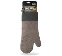 Silicone Oven Glove Grey Stripe - Steam Proof, Waterproof Heat Resistant (Upto 250°C/480°F). Safe From Boiling Water & Hot Oil. Machine Washable, BPA & Phthalate Free. 5 Year Guarantee.