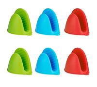 Silicone Oven Gloves Mini Pot Holder Grips Mitt Heat Resistant Pinch Finger Protector for Kitchen Cooking Baking from Hot Plate Pot Dish and Bowl 3 Pairs (3 Colors)