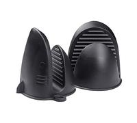 Silicone Oven Gloves, Pot Holders-Heat Resistant, Non-Slip, Waterproof, Mini Oven Mitts Perfect for Cooking, Baking and BBQ (Black)