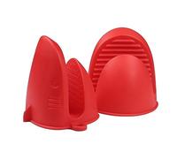 Silicone Oven Gloves, Pot Holders-Heat Resistant, Non-Slip, Waterproof, Mini Oven Mitts Perfect for Cooking, Baking and BBQ (Red)