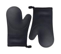 Silicone Oven Mitts 2PCS Black Oven Mitts Heat Resistant 600 Degree, Soft Lining Silicone Oven Gloves for Cooking Baking Kitchen Mittens