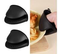 Silicone Oven Mitts Heat Resistant for Air Fryer, Thicken Mini Oven Gloves for BBQ, Cooking,Baking (Black)