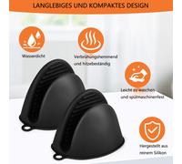Silicone Oven Mitts, Heat Resistant Mini Oven Mitts Non-slip Design for Firm Grip, Cute Cooking Mitts for Easy Cleanup (Black)