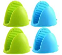 Silicone Oven Mitts with Grips and Finger Protectors for Cooking, Baking, BBQ