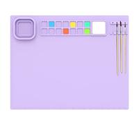 Silicone Painting Mat for Kids 20×16inch Reusable Craft Mat with Palette Cup Holder Non-Stick Sheet for Crafting Watercolour Painting Cutting Art Creation Clay and DIY Projects (Purple)
