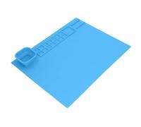 Silicone Painting Mat, Thicker Silicone Art Mat for Kids, Large 19.3 x 15.4in Non - Porous Craft Mat with Cup Holder, Easy to Wipe Clean for Painting and DIY Activities (Blue)