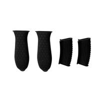 Silicone Pan Handle Covers Silicone Anti-Scald Pot Handle Cover Non-Slip Pot Ear Clip Sleeves For Frying Cast Iron Skillet Pot Ear Sleeve Kitchen Tool(Black)