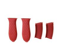 Silicone Pan Handle Covers Silicone Anti-Scald Pot Handle Cover Non-Slip Pot Ear Clip Sleeves For Frying Cast Iron Skillet Pot Ear Sleeve Kitchen Tool(Red)