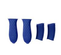 Silicone Pan Handle Covers Silicone Anti-Scald Pot Handle Cover Non-Slip Pot Ear Clip Sleeves For Frying Cast Iron Skillet Pot Ear Sleeve Kitchen Tool(Blue)