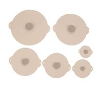 Silicone Pan Lid, 6pcs Silicone Lids for Pots and Pans Silicone Lid Covers Microwave Cover Food Can Lids Heat Resistant Sealing Leakproof Suction Lids Pot Cover for Pots Pans Bowls Beige