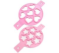 Silicone Pancake Mold 2Pcs Flip and Cook Pancake Molds 7-Cavity Heart ＆ Star Shaped Pancake Molds for Griddle Non Stick Mini Pancake Maker Style 1,Pancake Mold