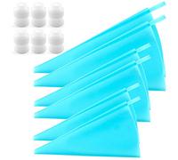 Silicone Pastry Bags, Weetiee 3 Sizes Reusable Icing Piping Bags Baking Cookie Cake Decorating Bags (12’’+14’’+16’’)- 6 Pack - Bonus 6 Icing Couplers Fit to Wilton Standard Size Tips