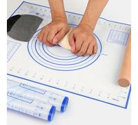 Silicone Pastry Baking Mat Non-Stick Baking Mat with Measurement,Large Silicone Baking Mats Sheet,Non-Slip Silicon Dough kneading Mat,for Pie/Cake/Pizza Mats (Blue, 80×60cm)