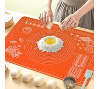 Silicone Pastry Mat Extra Large with Measurements and High Edge, 80x60cm Non-Slip Food Grade Silicone Baking Mat for Dough Rolling, Kitchen Worktop Protector, Table Mat, Pastry Board, Orange