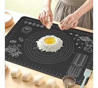 Silicone Pastry Mat Extra Large with Measurements and High Edge, 80x60cm Non-Slip Food Grade Silicone Baking Mat for Dough Rolling, Kitchen Worktop Protector, Table Mat, Pastry Board, Black