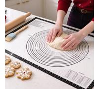 Silicone Pastry Mat, Non Stick Baking Sheet with Measurement 50x40cm Black | Non-Slip Silicon Dough Kneading Mat, Multifunctional Placemat for Fondant, Icing, Cake, Pizza Making