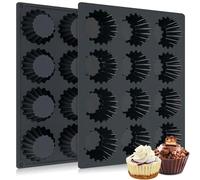 Silicone Peanut Butter Cup Molds 12 Cups Chocolate Candy Mold Mini Tart Pan for Keto Fat Bombs, Reese, Jello, Brownies, Cordial 2Pack Black