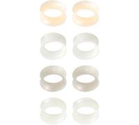 Silicone Pearlescent White/Clear/Grey/Skin Color 4 Pairs Double Flared Ear Tunnels Stretching Set Hypoallergenic Gauges Expander Piercing Jewelry Tuneles De Oreja Para Hombre Men Women 5 mm(4 G)