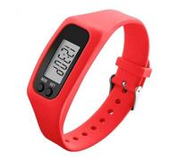 Silicone Pedometer Watch, High Precision Electronic Step Counter with Led Display, Fitness Tracer with Calorie Distance Calculation, Lightweight Wristband for Daily Walking Jogging Hiking (Red)