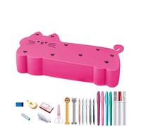 Silicone Pencil Case | Aesthetic Cat Shape Handbag Case | Soft Desk Organizer for School Supplies Students Teens Kids Home School, pink, Consulte la descripción, See description