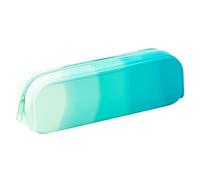 Silicone Pencil Case - Gradient Rectangle Pen Bag, Large Capacity Stationery Organizer, Durable Zipper Storage Pouch, Soft Flexible Holder | For Student, A: Gradient Cyan Blue, Se référer au