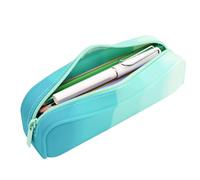 Silicone Pencil Case: Gradient Rectangle Pencil Bag Organizer, Large Capacity Zipper Stationery Bag, Durable School Supply Holder | Student Bag View, A: Gradient Cyan Blue, Consulte la descripción