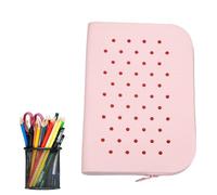 Silicone Pencil Case - Large Capacity Waterproof Holes Pen Holder | Soft Portable Pencil Pouch for Home, Classroom, Workplace, Stationery Pouch, Large Pure Pink, Se référer au descriptif, Refer to
