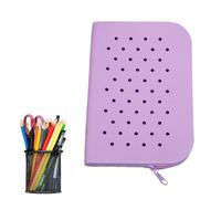 Silicone Pencil Case - Waterproof Large Capacity Pen Holder with Holes,Portable Soft Pencil Case for Stationery Key Cosmetic Pen Holder for Home Classroom, Large Pure Purple, Please refer to the
