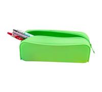 Silicone Pencil Pouch, Silicone Pencil Case,Aesthetic Pen Holder Storage Case - Zipper Makeup Brush Holder for School, Outdoor Travel, Tram, green, Consulte la descripción, See description
