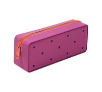 Silicone Pencil Pouch, Silicone Pencil Case Pouch - Pencil Case Silicone Cosmetic Bag - Aesthetic Pencil Case with Hole, Cosmetic Pouch, Silicone Pen Bag for Travel, dark purple, 説明を参照してください, See