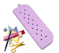 Silicone Pencil Pouch - Waterproof Holes Pencil Pouch with Large Capacity,Soft Portable for Home, Classroom, Working Place, Stationery for Cosmetics, Trumpet Pure Purple, Refer to description, Unisex