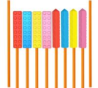 Silicone Pencil Toppers, 8 Pack Reusable Pencil End Caps with 2 Pencils, Soft Textured Pencil Covers for Writing, Desk, School and Office Supplies(Dark Color)